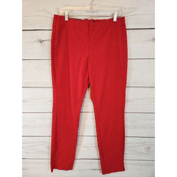 Who What Wear‎ Women's Red Solid Stretch Mid Rise Skinny Cropped Pants Size 14 - Picture 1 of 7